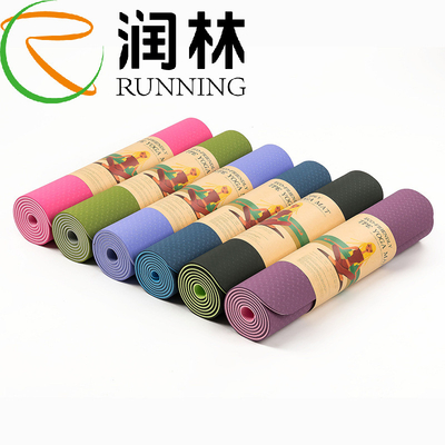 Dostosowane drukowanie Mata do jogi Tpe Pojedynczy kolor 6 mm do fitnessu